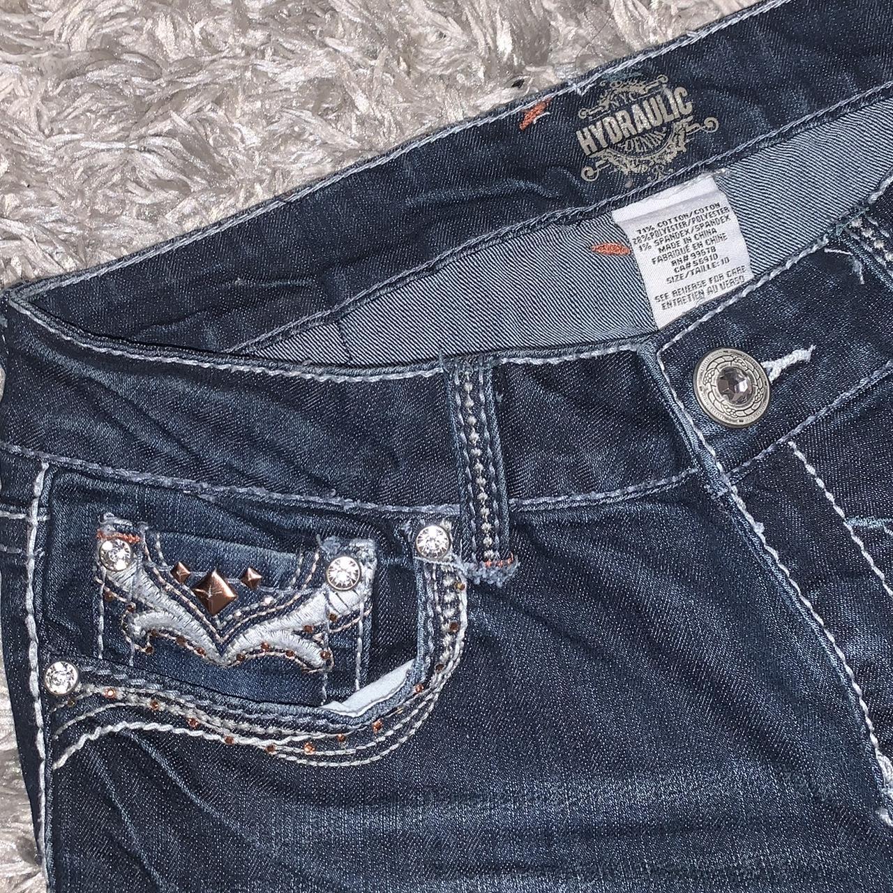 Miss Me Women's Navy and Blue Jeans | Depop