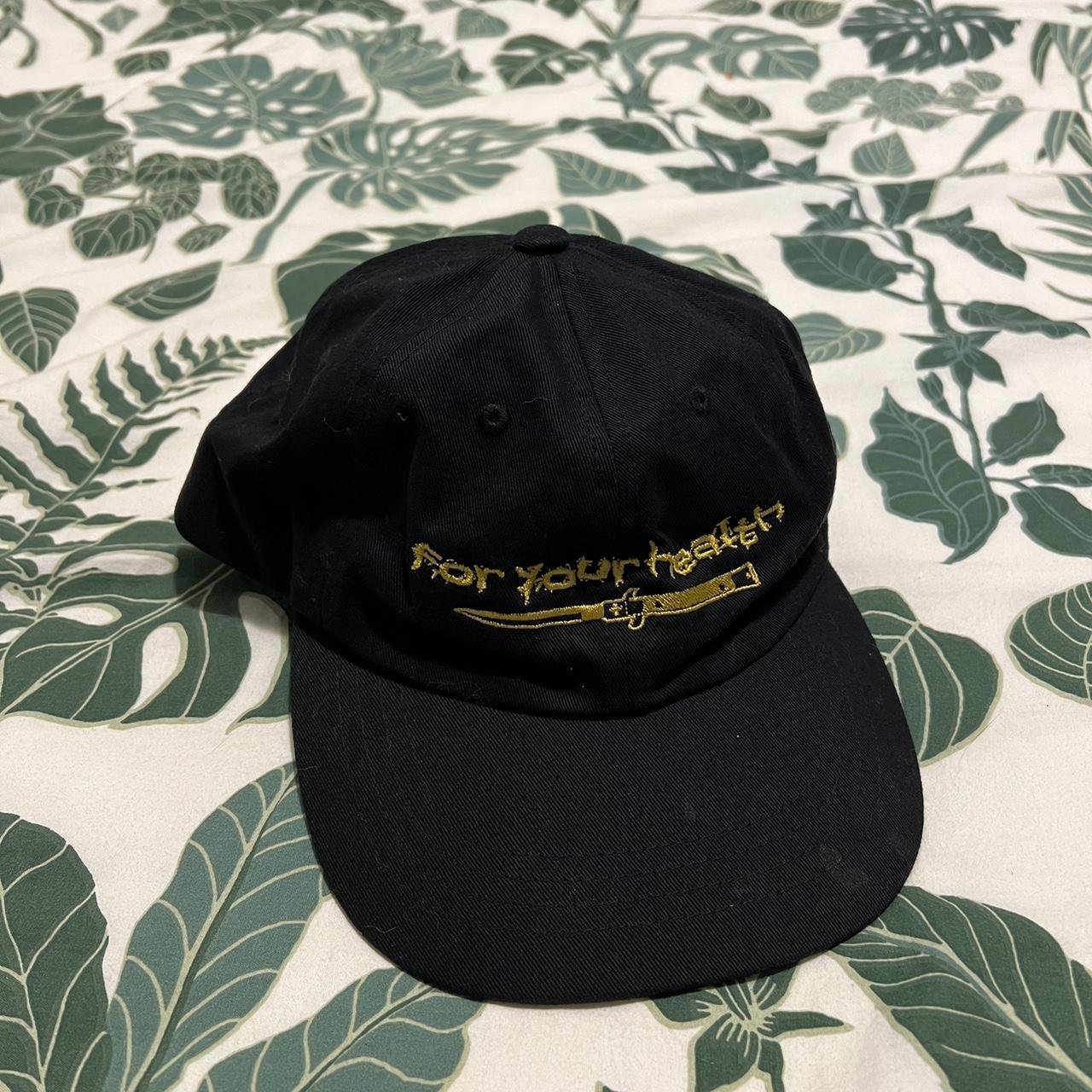 Men's Black and Yellow Hat Depop