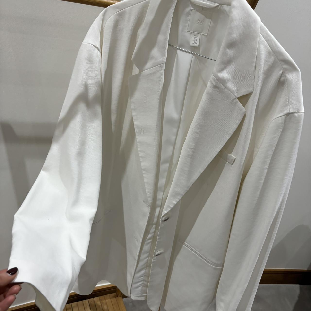 Cream cotton lined blazer Oversized fit H&M Depop