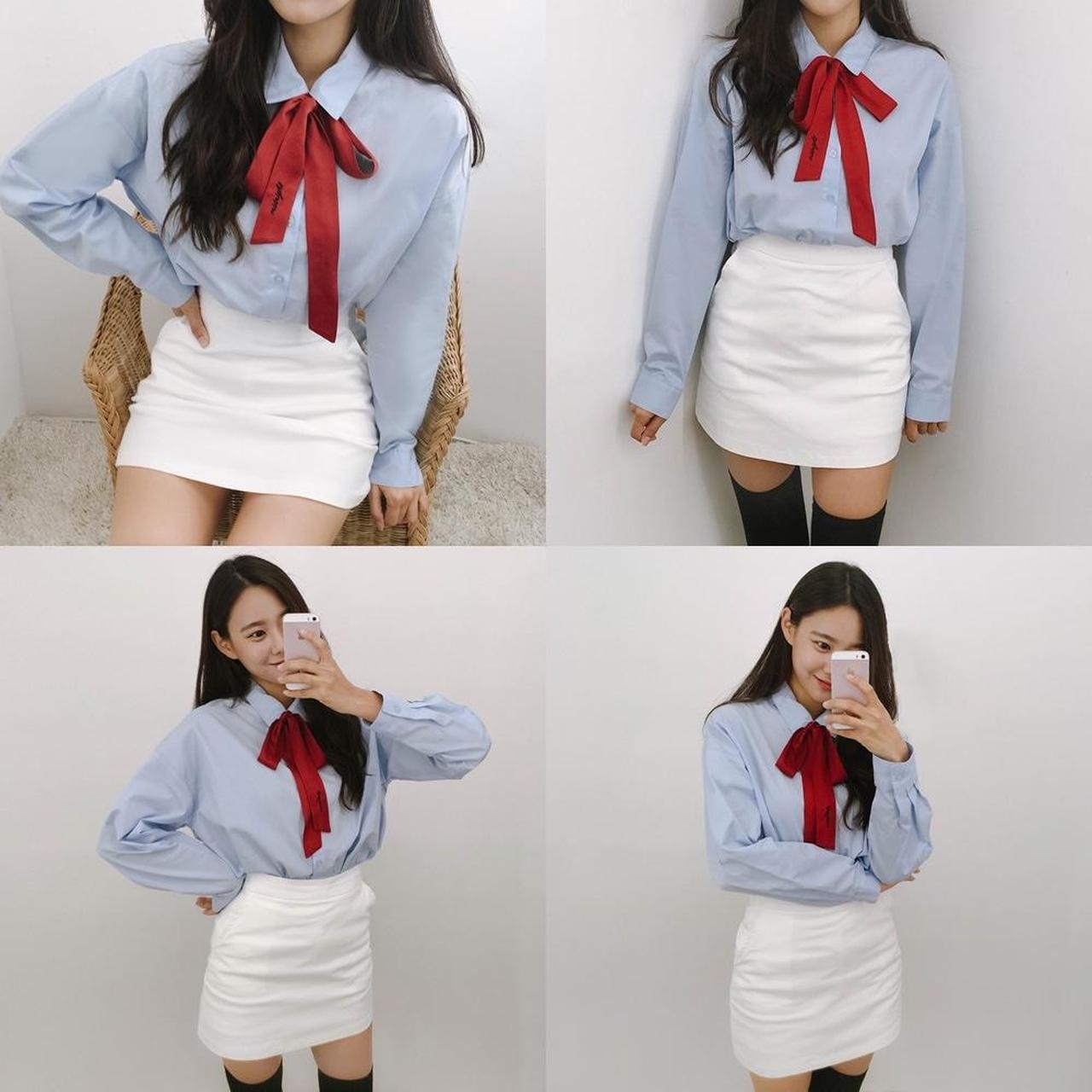 Mixxmix past passion Ribbon Accent ButtonDown... Depop