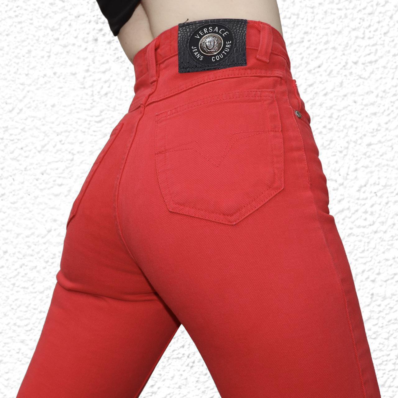 Versace Jeans Couture Women's Red Jeans | Depop