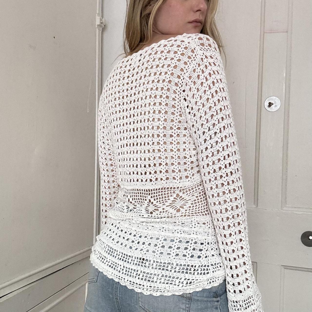 Vintage white crochet jumper From old label Next Depop