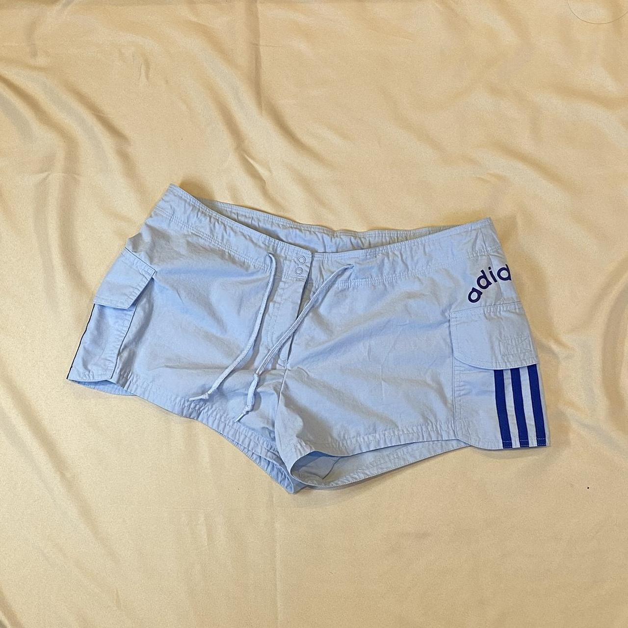 Baby blue adidas shorts Small stain I couldn’t... Depop