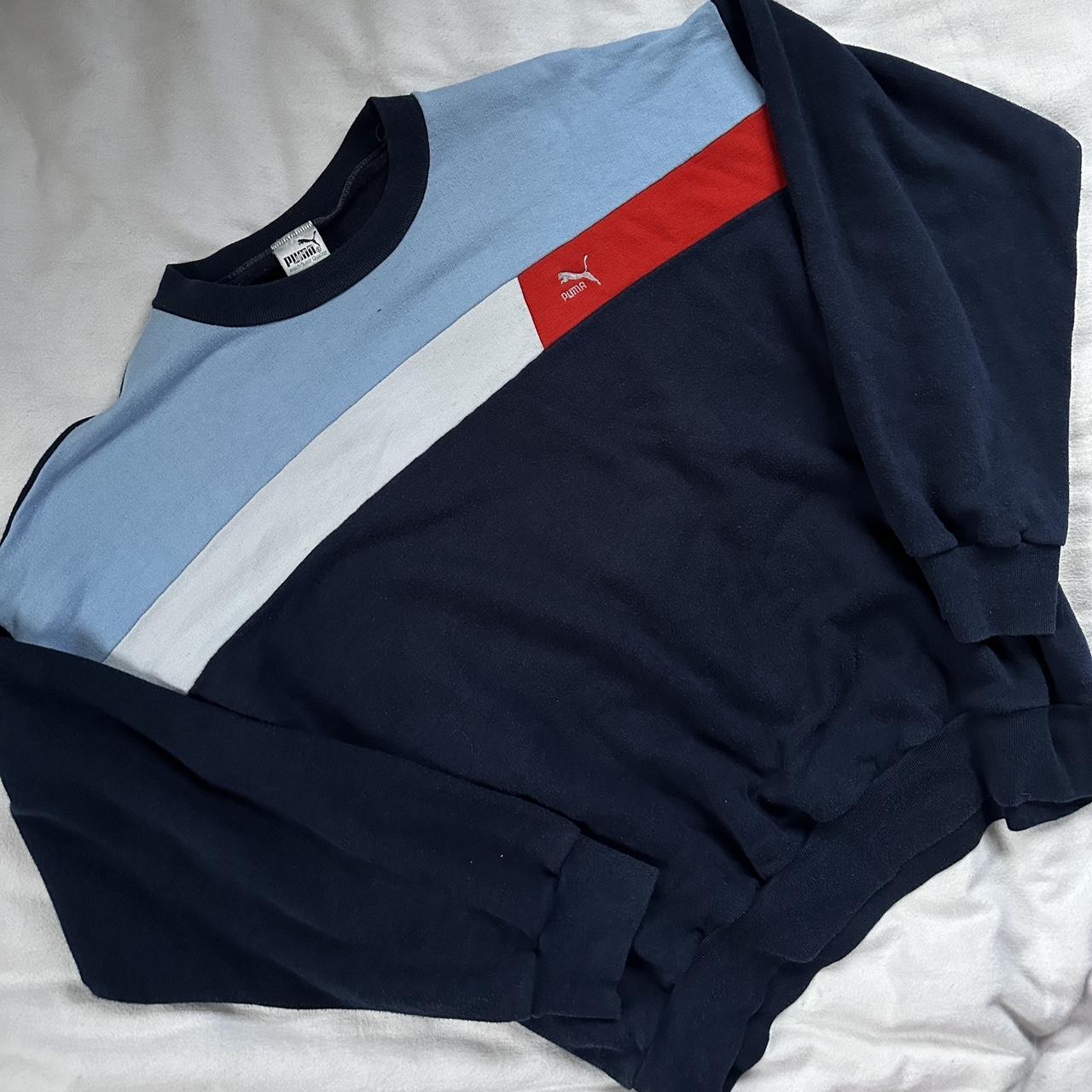 Vintage Puma Sweatshirt Size M L Blue Navy Blue Red