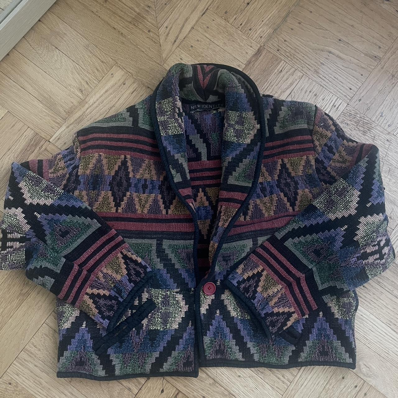 New Identity Vintage Multicolor Aztec Print Jacket Depop   P0 