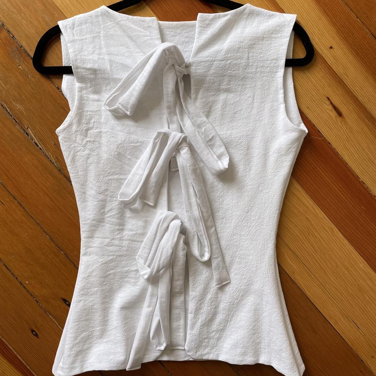 atelier tulpe white bow tie vest made by hand size... Depop