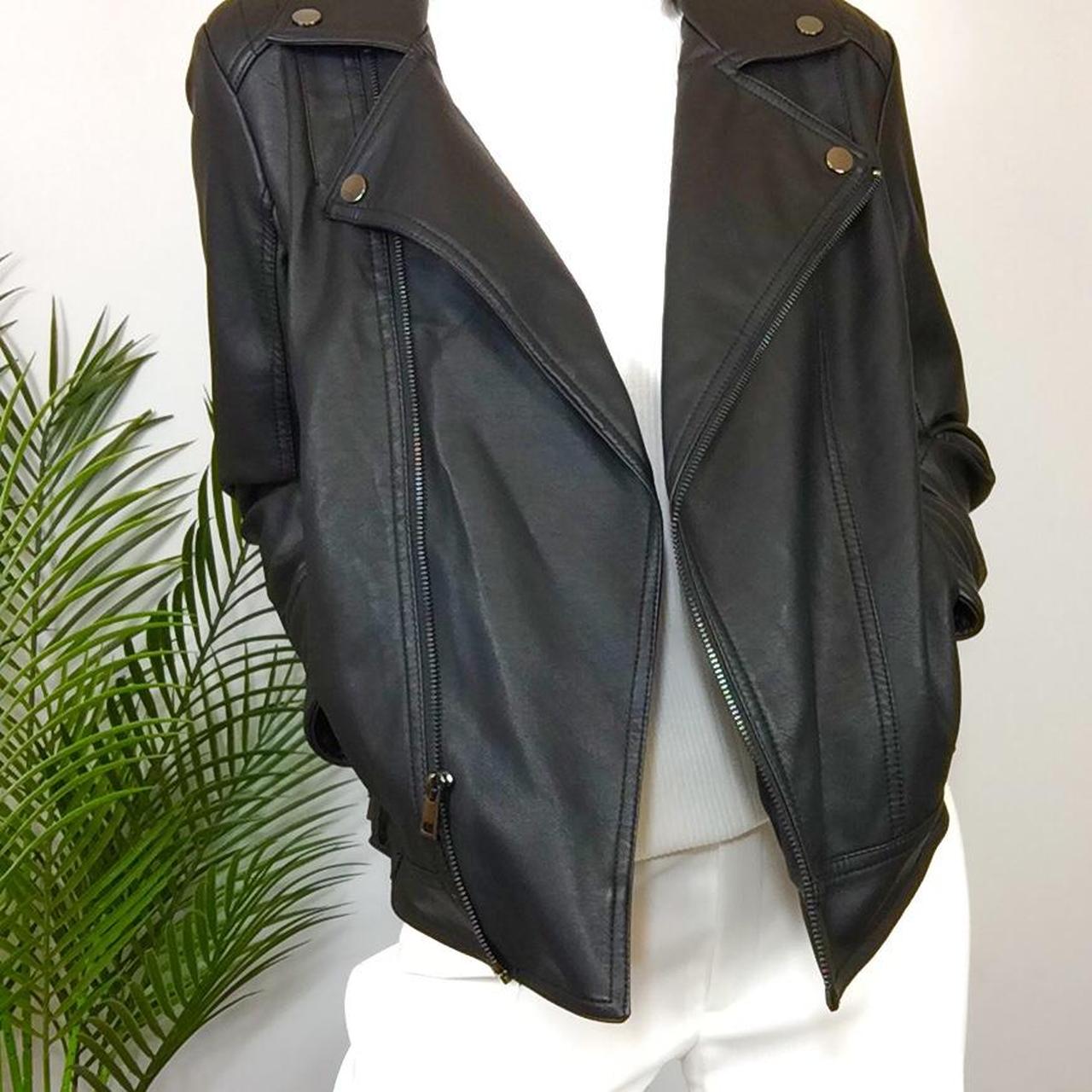 New no tags Tu Faux leather black biker jacket Sz Depop