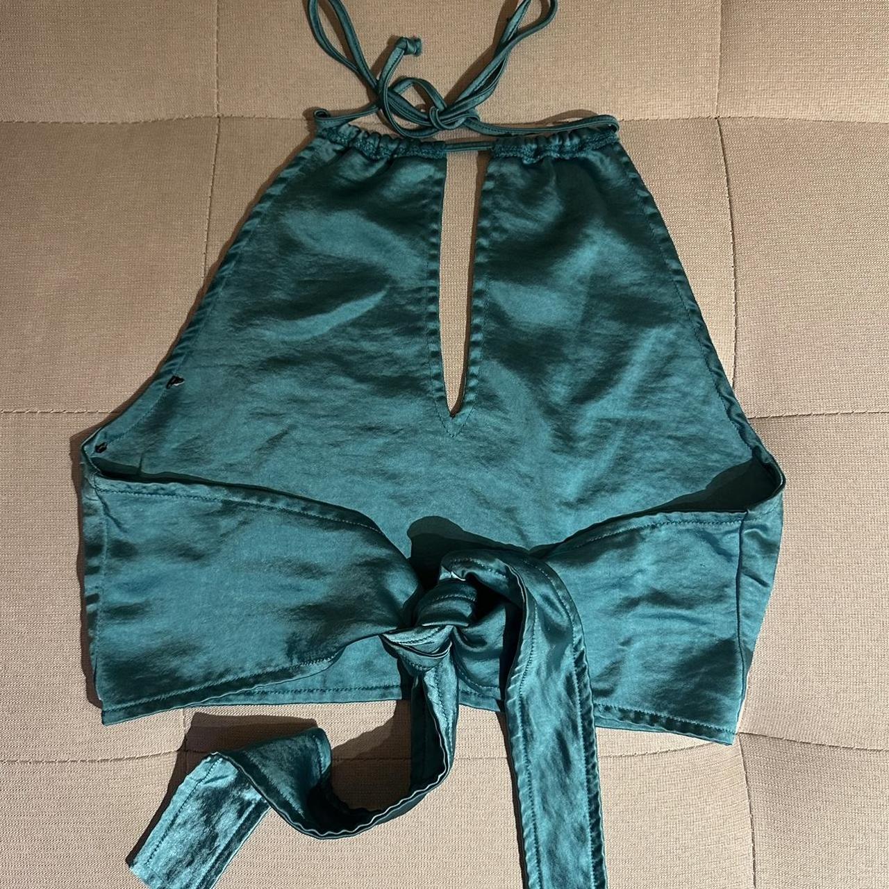 absolutely love this silk teal top so so flattering... - Depop