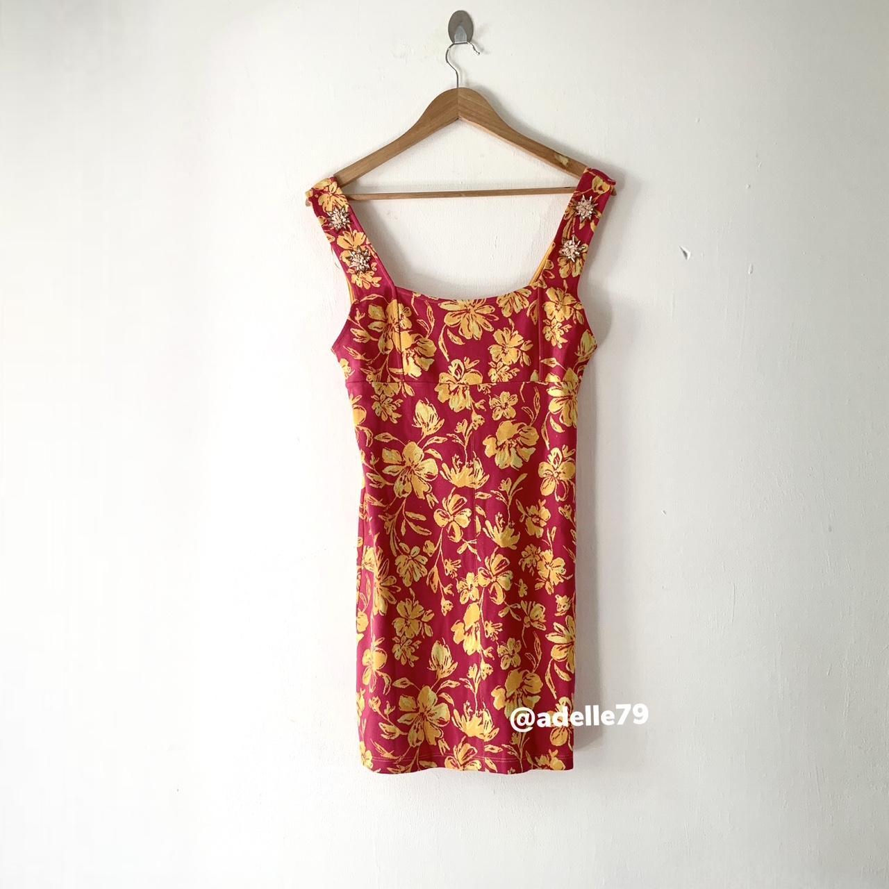 Zara Women's Pink and Orange Dress Depop