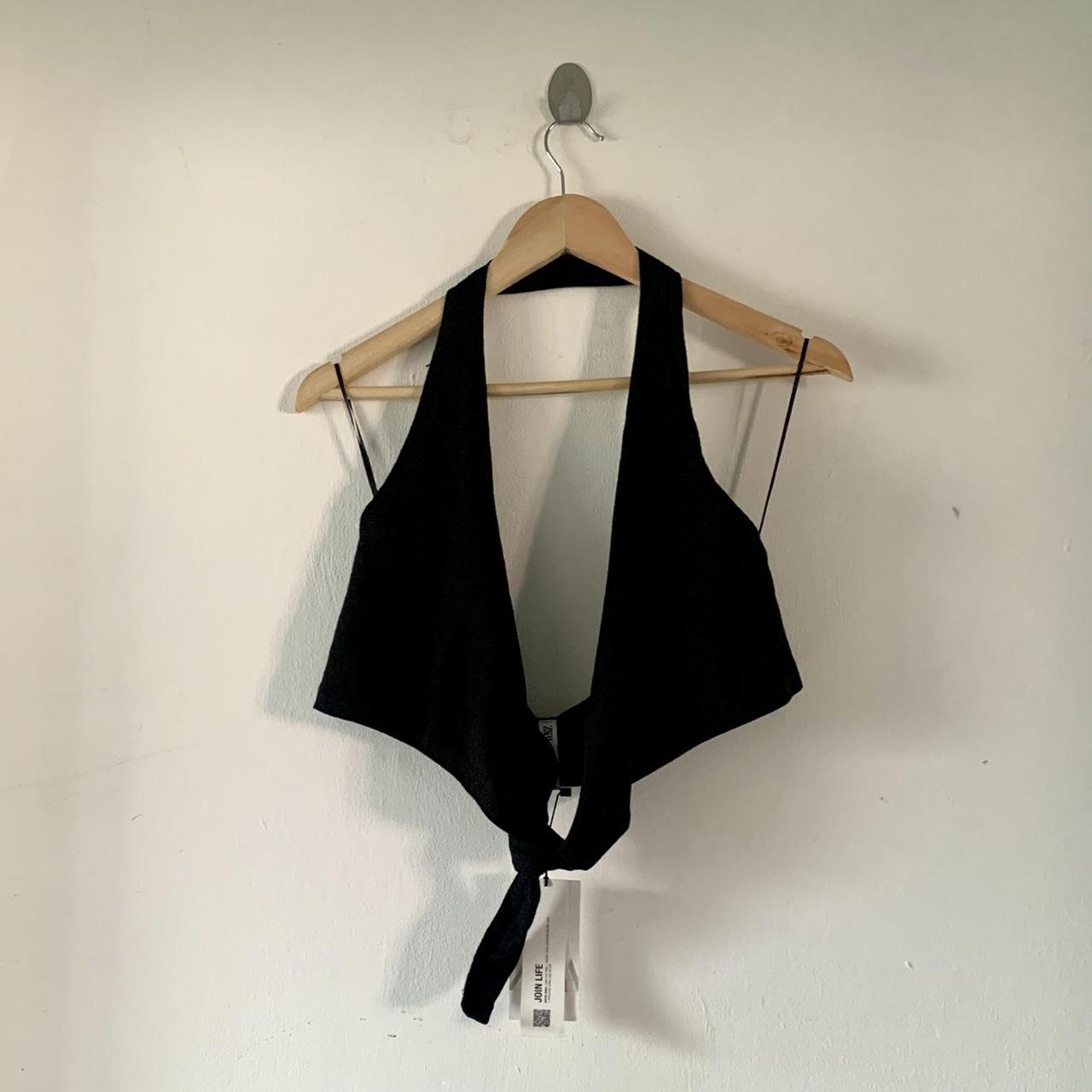 Zara Linen halter neck Zara linen halter neck crop... Depop