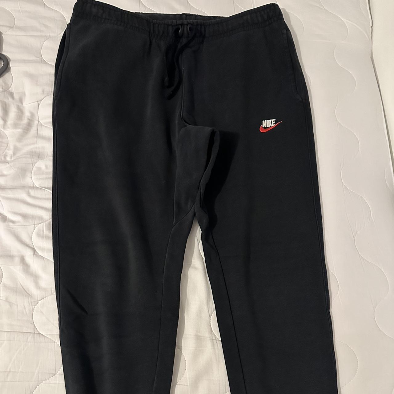 Large Men’s Black Nike Club Joggers with Red & White... - Depop