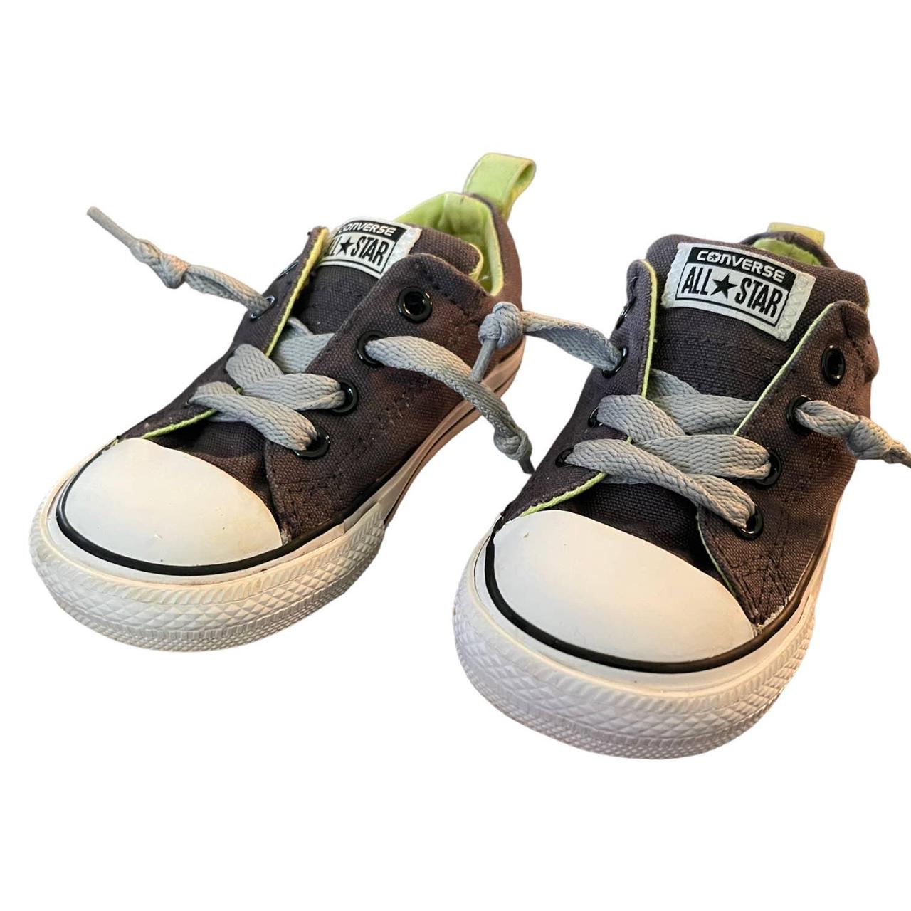 Grey and lime store green converse