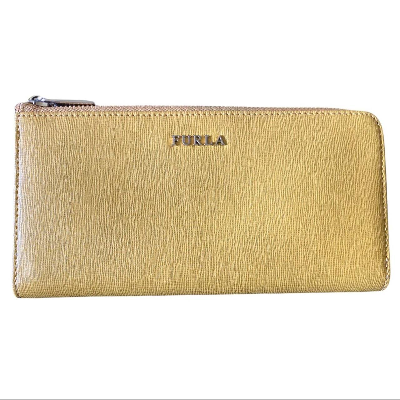 Furla Leather Yellow Zip Zippy Accordion Wallet... Depop