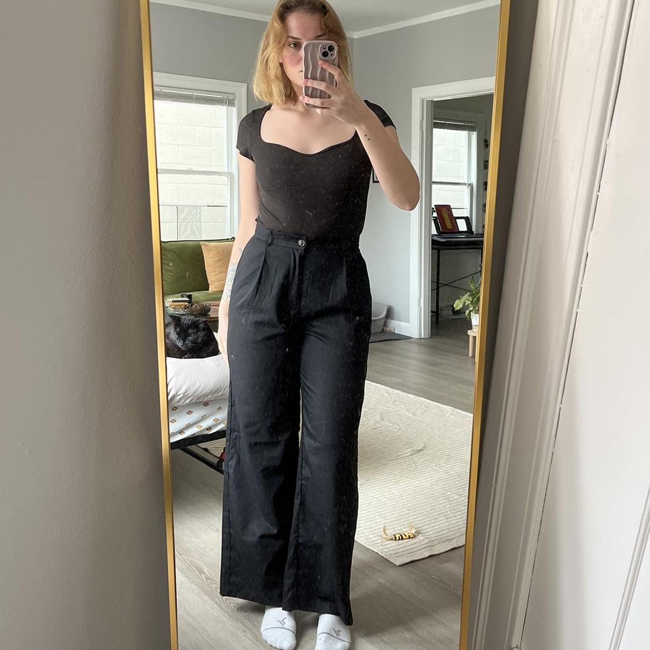 black dress pants from cider. wide leg and pleated,... Depop