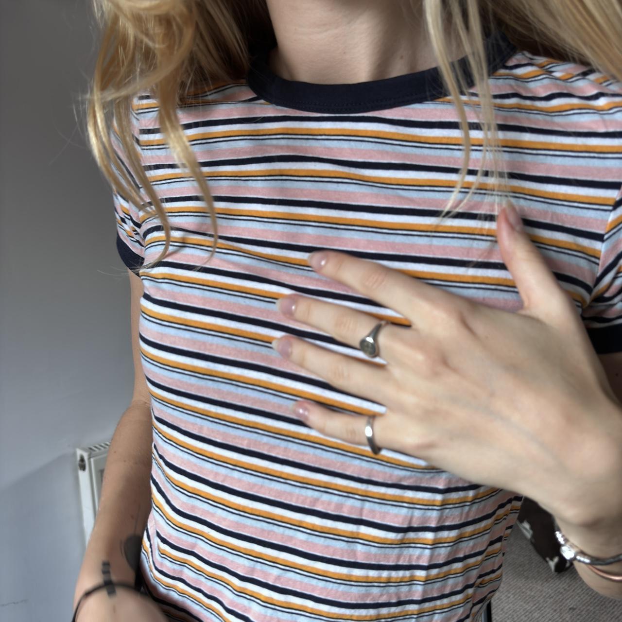 \\ Monki Multi Colour Striped Cropped T-shirt // //... - Depop