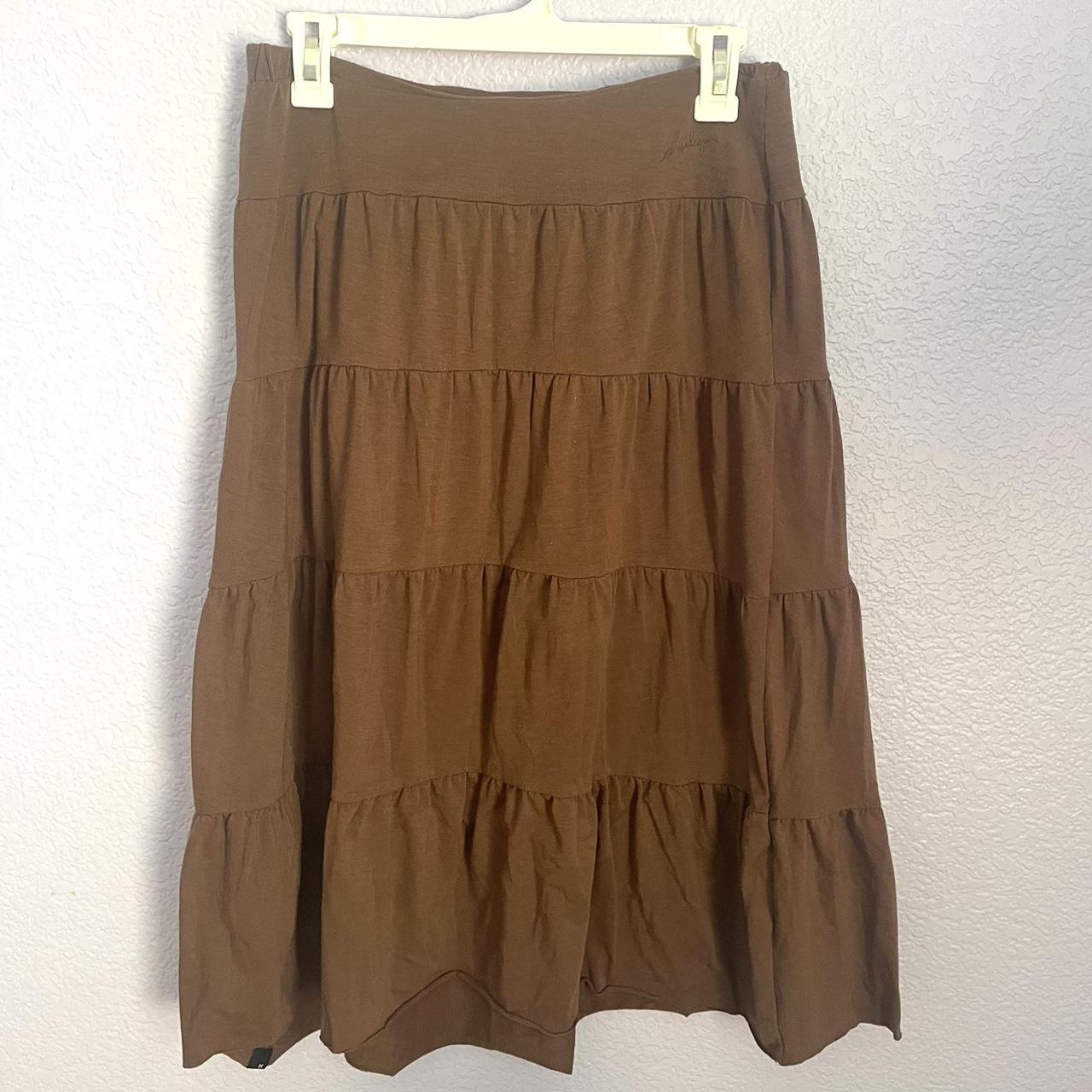 super pretty brown tiered midi skirt