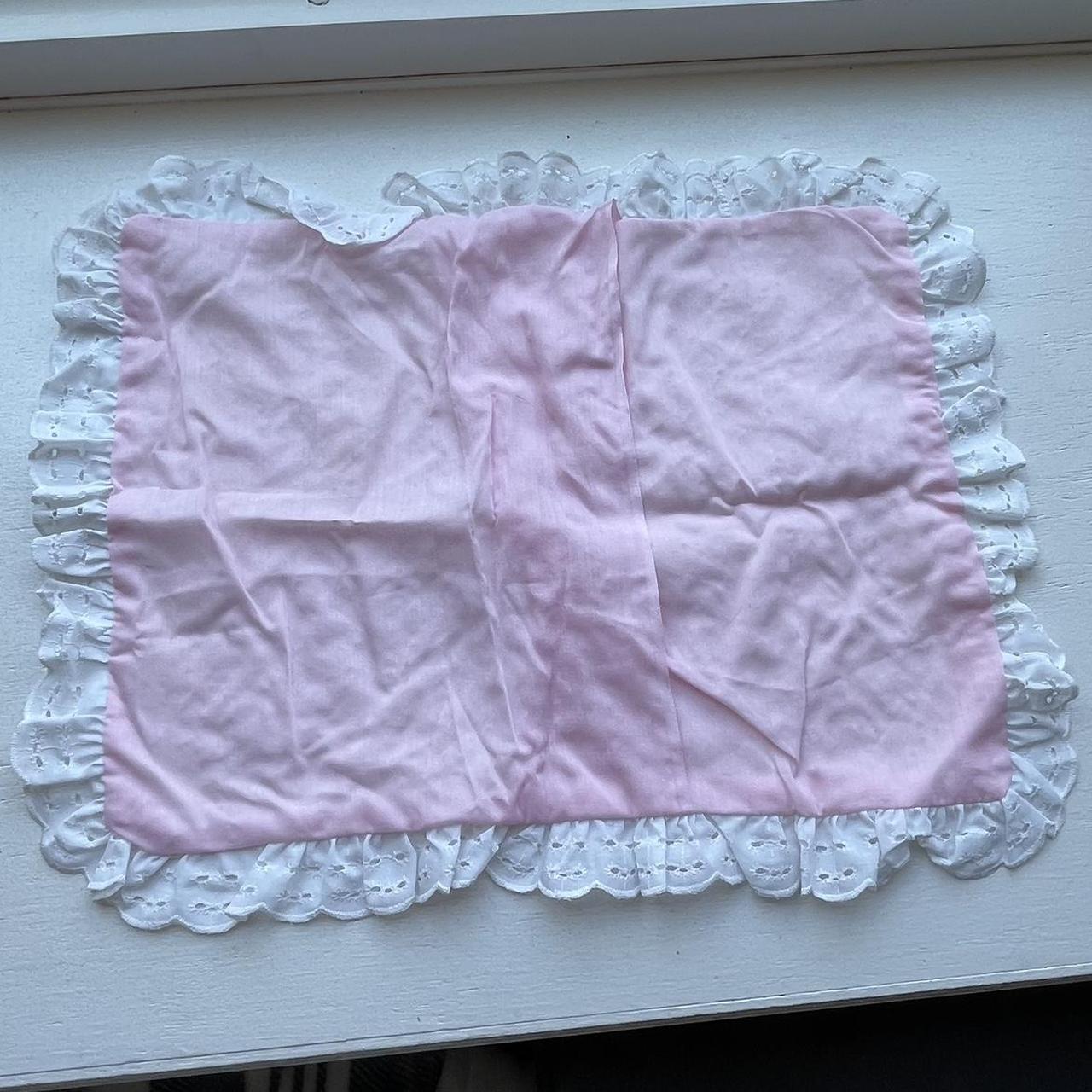 Pink & white frilly pillowcase ! 🖤🖤🖤 One pillow case... Depop