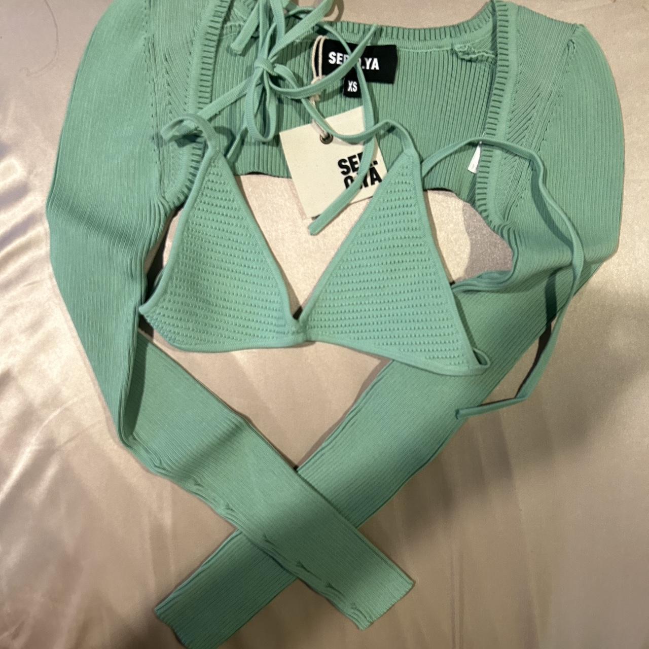 SER.O.YA Iris Silk Bralette in  Green NWT - Depop