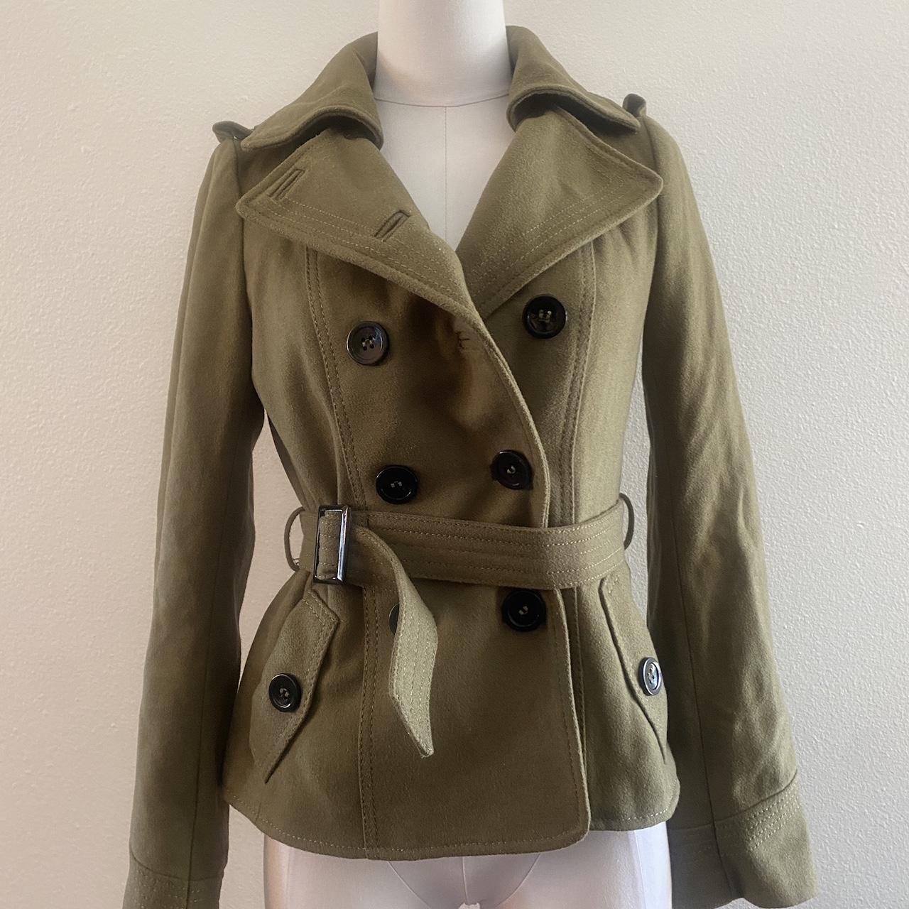 Olive green peacoat women's best sale