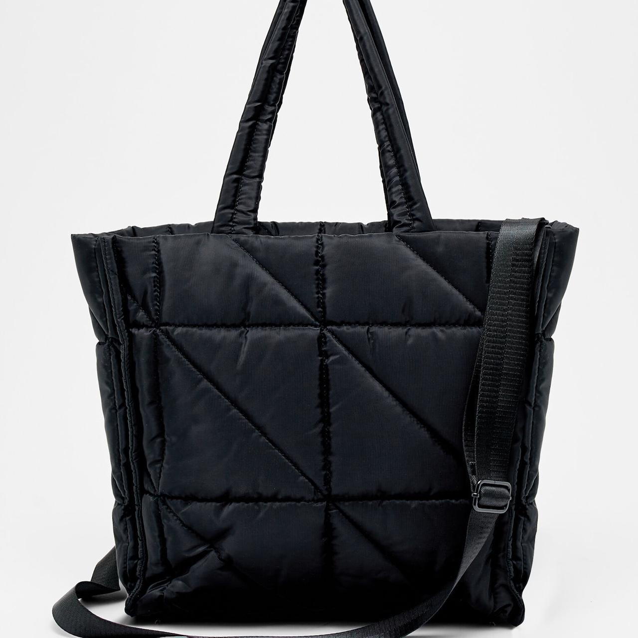 STRADIVARIUS QUILTED FABRIC TOTE BAG,