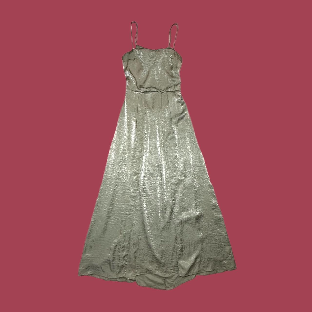 Lucy in the Sky Women's Green and Khaki Dress Depop