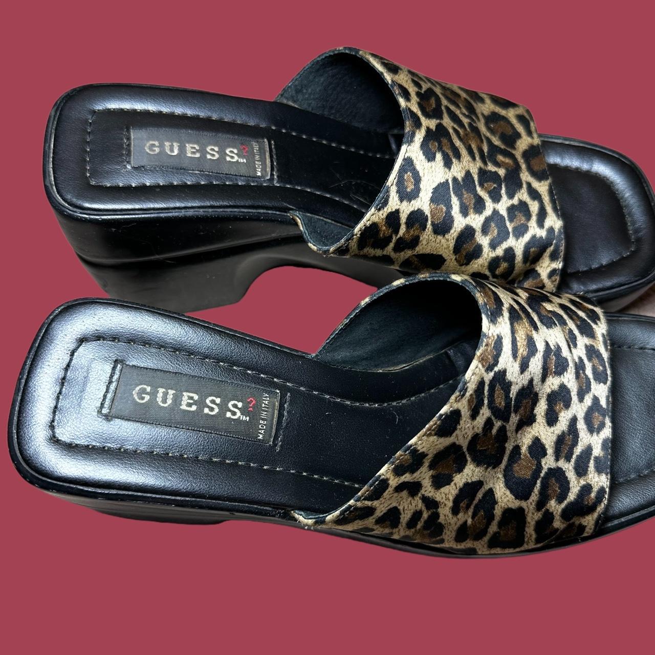 Guess Women's Black and Brown Slides Depop