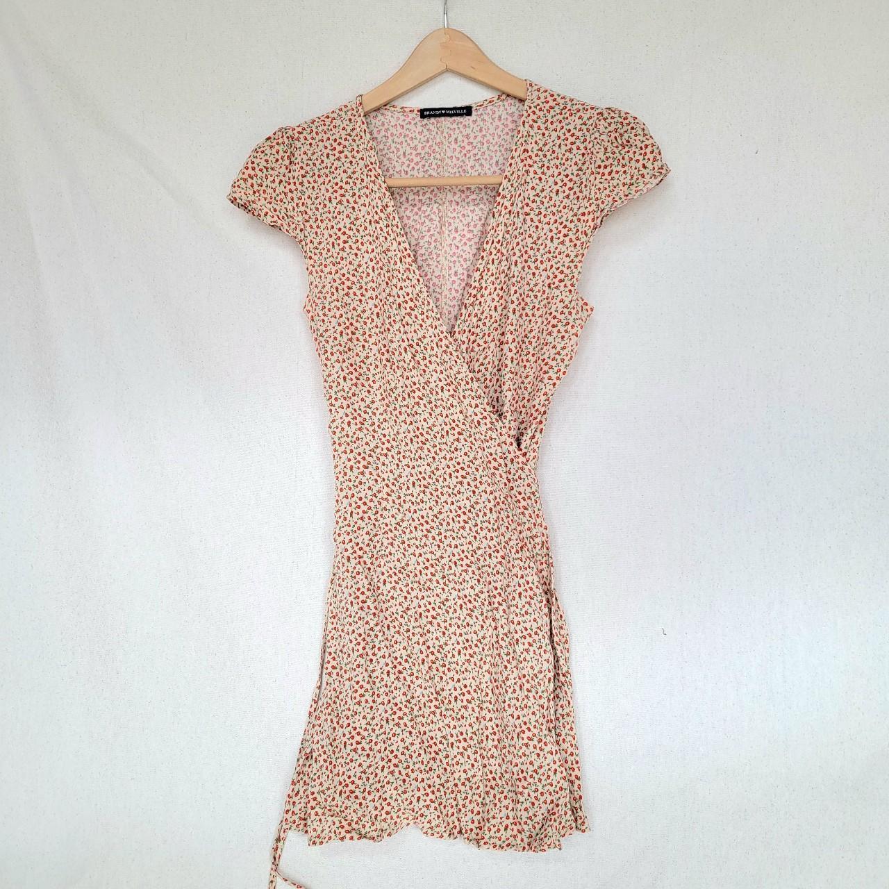 Brandy Melville robbie dress in beige/red floral one... Depop