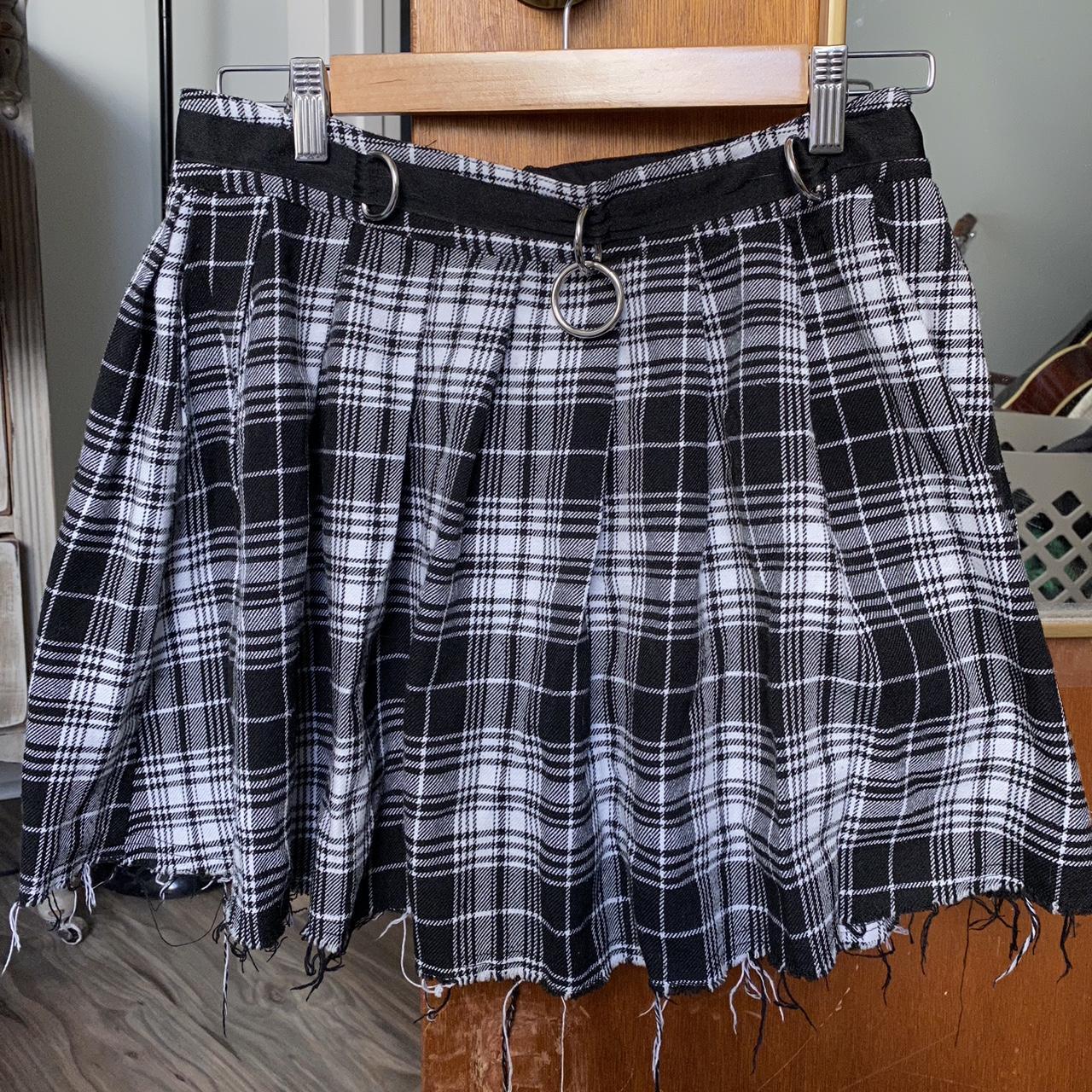 Dolls Kill Women's Black and White Skirt | Depop