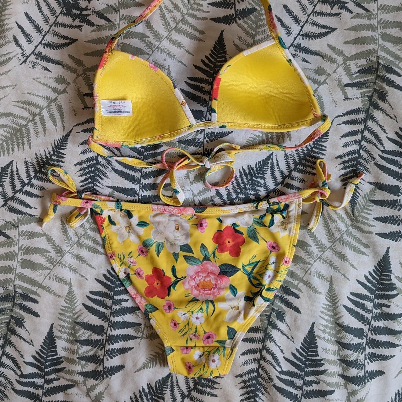 New Look Floral Bikini Set Size 8 Gorgeous Yellow Depop 