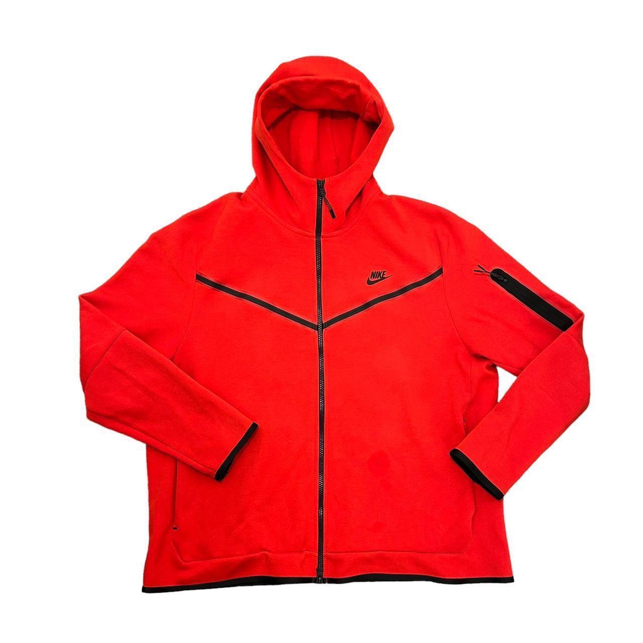 Nike Tech Fleece Hoodie Red Black Hooded Size XXL... - Depop