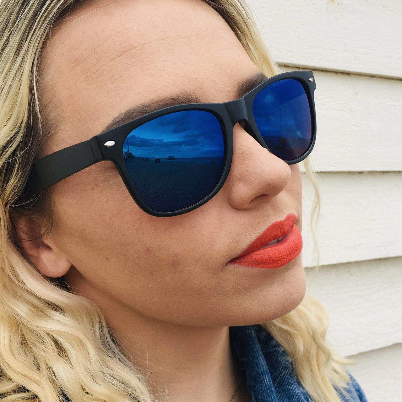 Women's Black And Blue Sunglasses | Depop