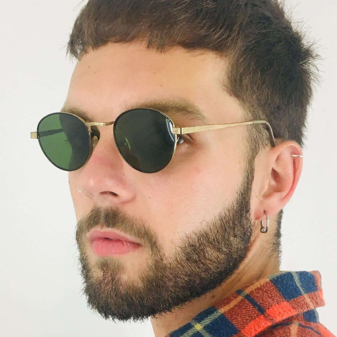 Vintage Sunglasses, Gold Round Sunglasses, 1990s... Depop