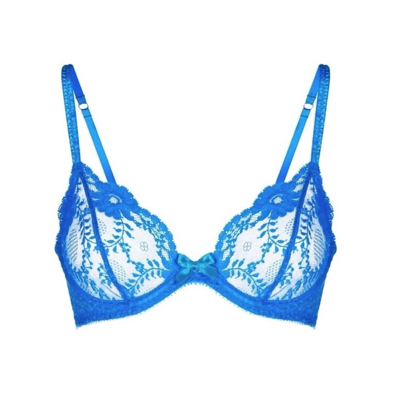 Agent Provocateur Azure Bra sheer see-though blue... - Depop