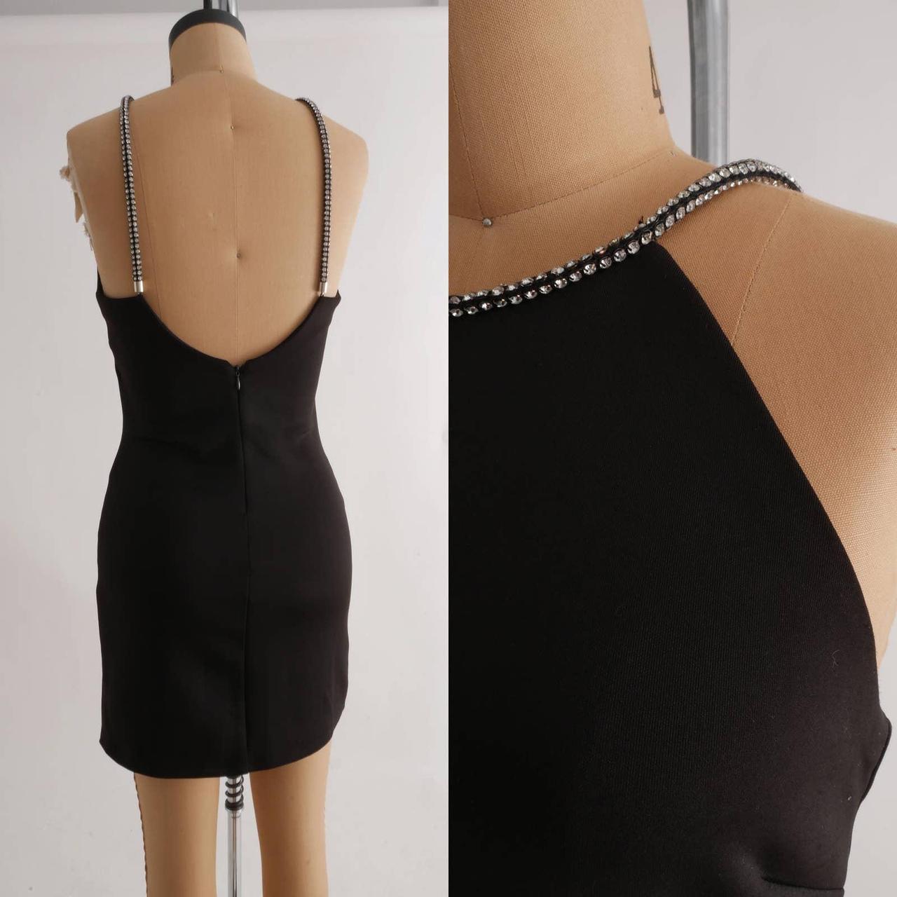 rhinestone halter dress | y2k Vintage fitted black... - Depop