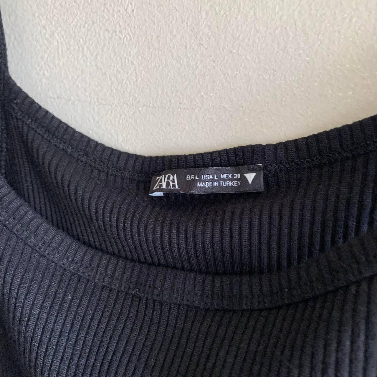 Zara Black Ribbed Knit Ultra High Cut Square Neck - Depop