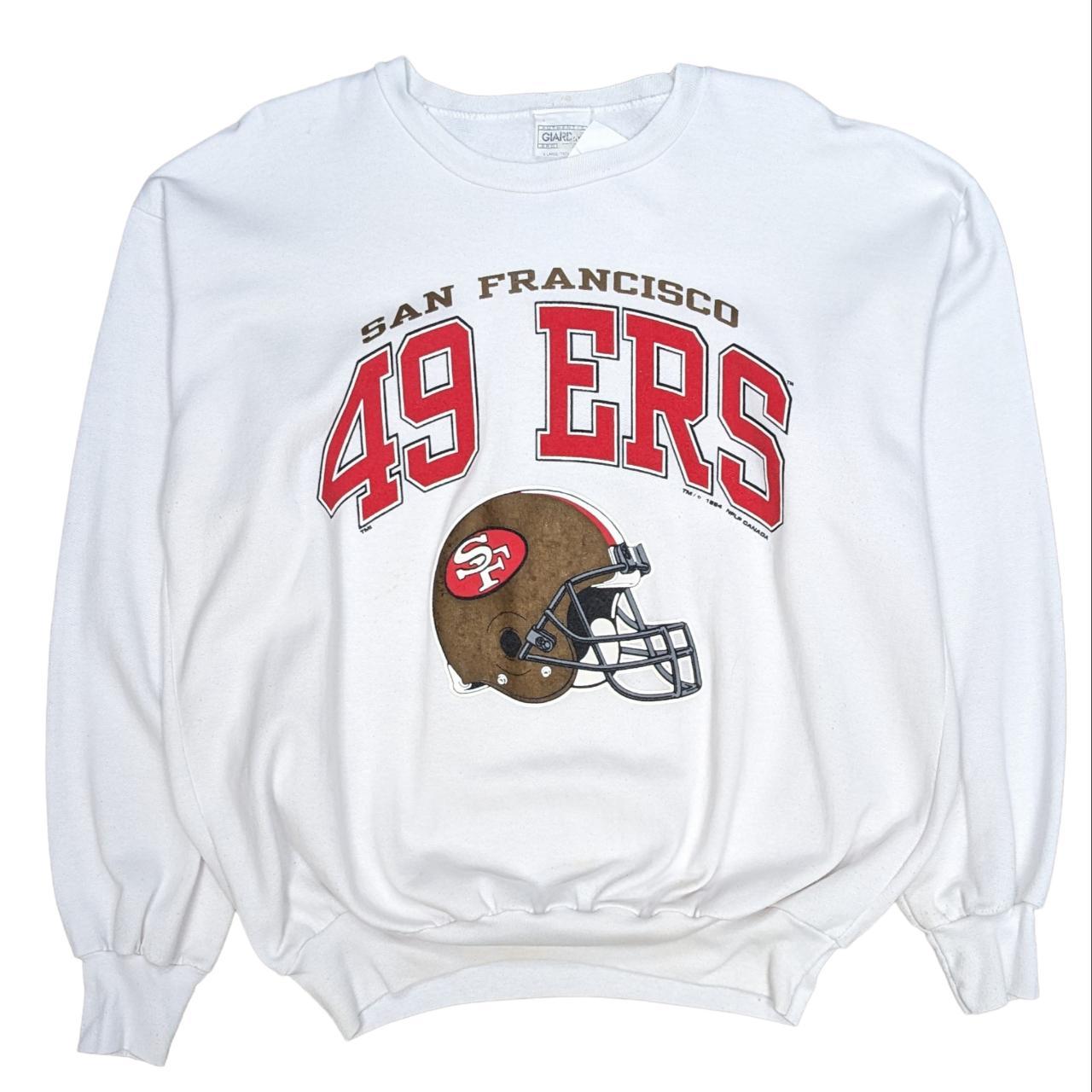 90s San Francisco 49ers NFL Sweatshirt In White Size - Depop