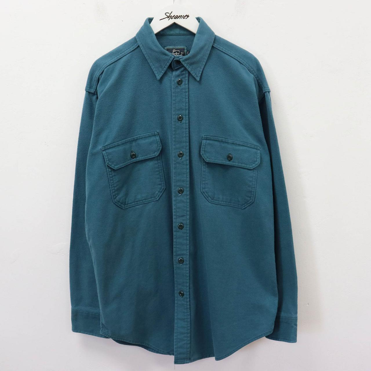 Woolrich Flannel Shirt In Teal Blue Size Large Depop