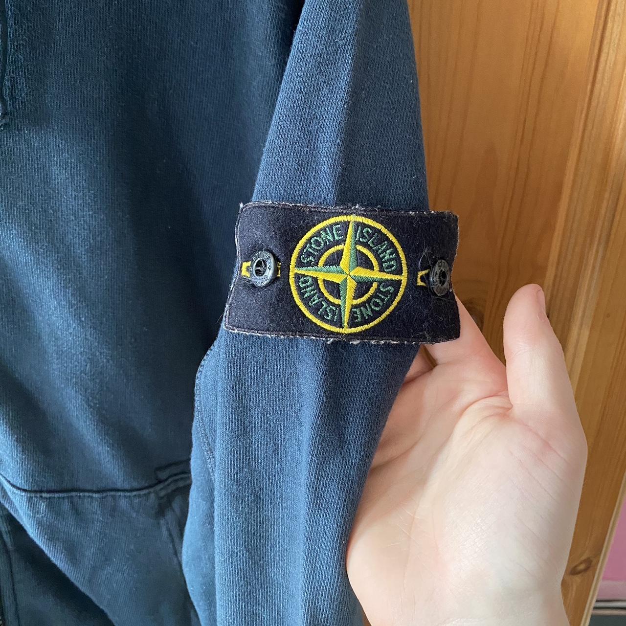 Navy blue stone island zip up hoodie size xl but... Depop