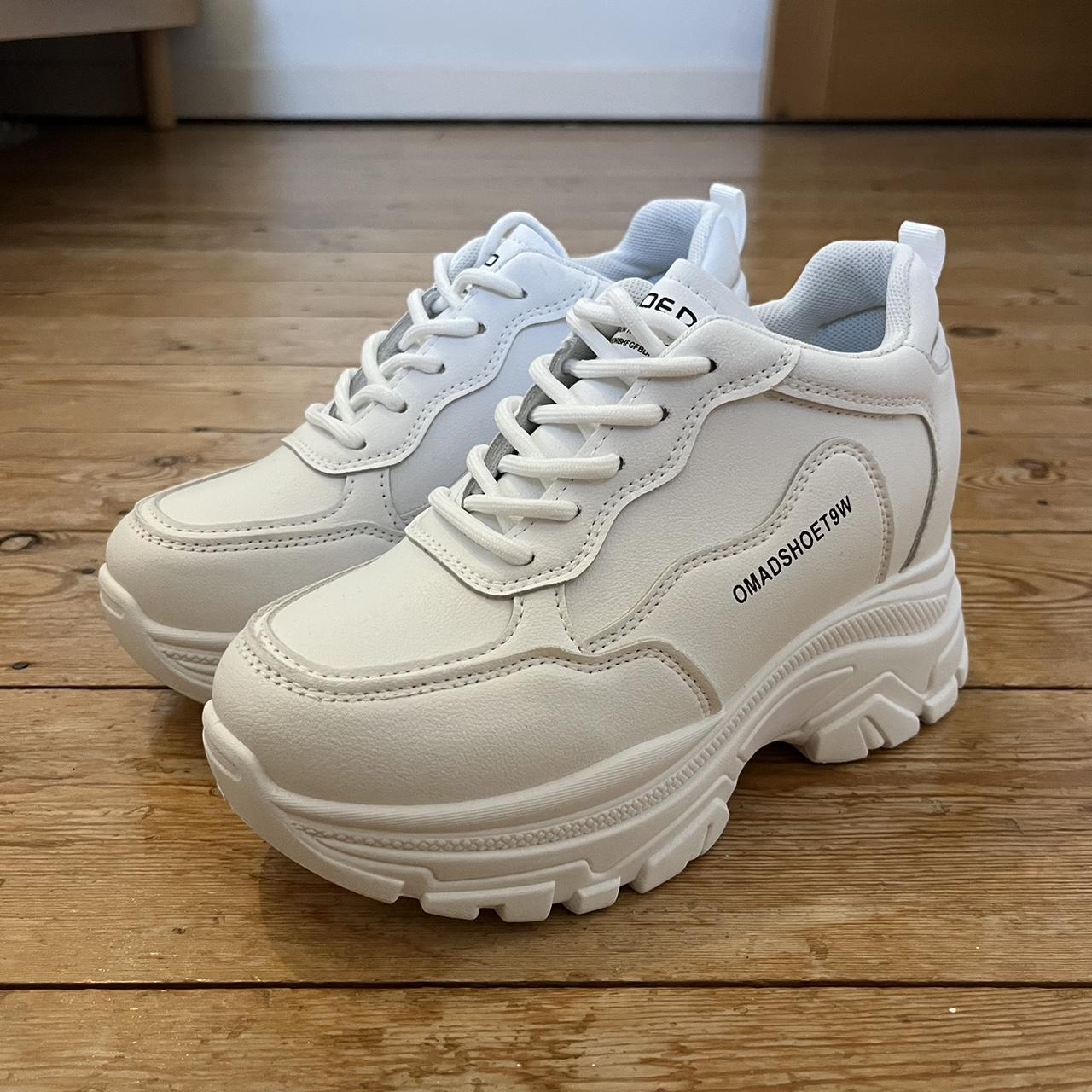 white chunky platform trainers