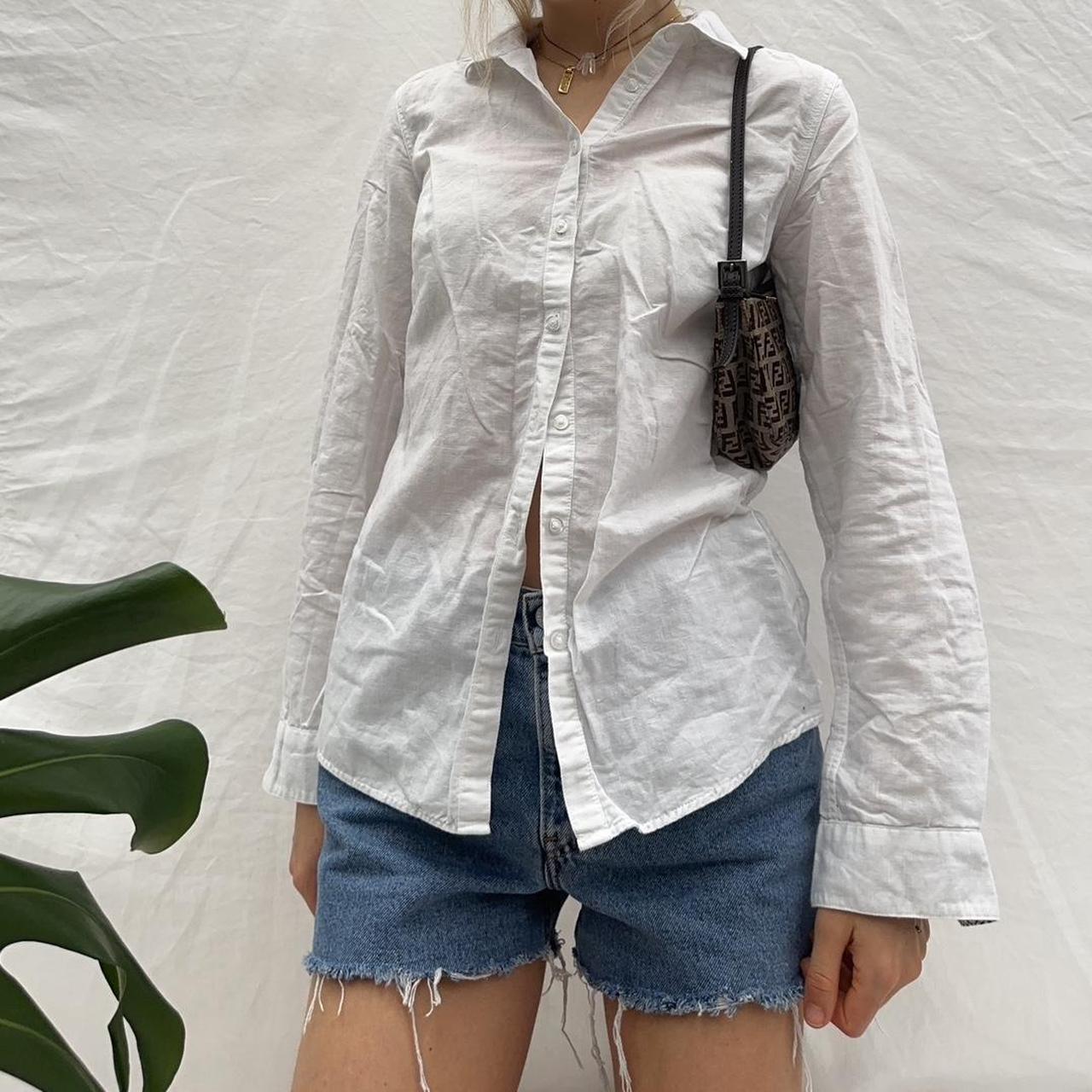 Vintage white linen button up shirt ☁️ Summer... - Depop