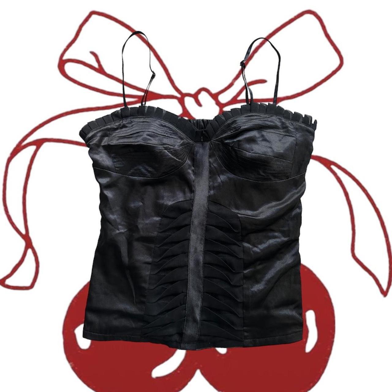 Vintage 90s Bustier Black Silk Satin Corset Top... | Depop 