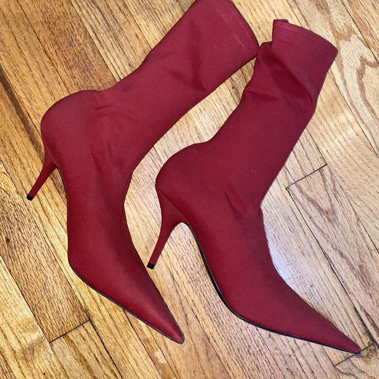 Balenciaga Knife Stretchjersey Ankle Boots In Red  ModeSens