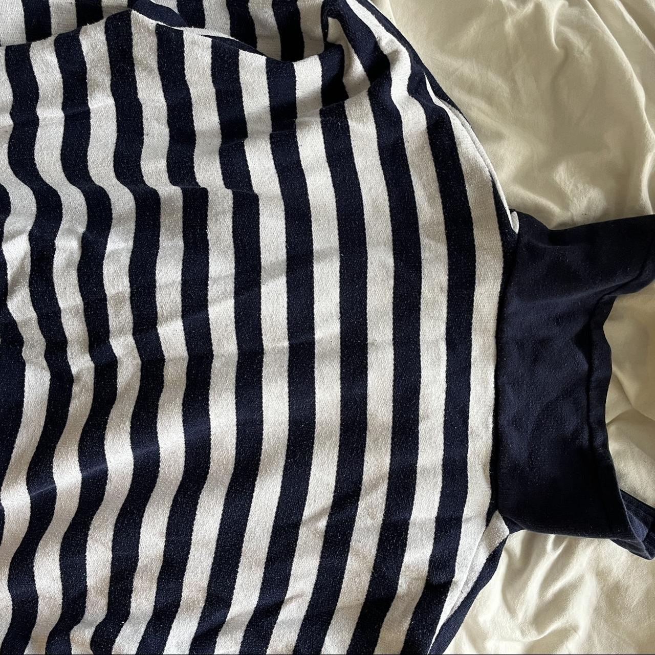 Gorgeous navy and white oversized sweater with... - Depop