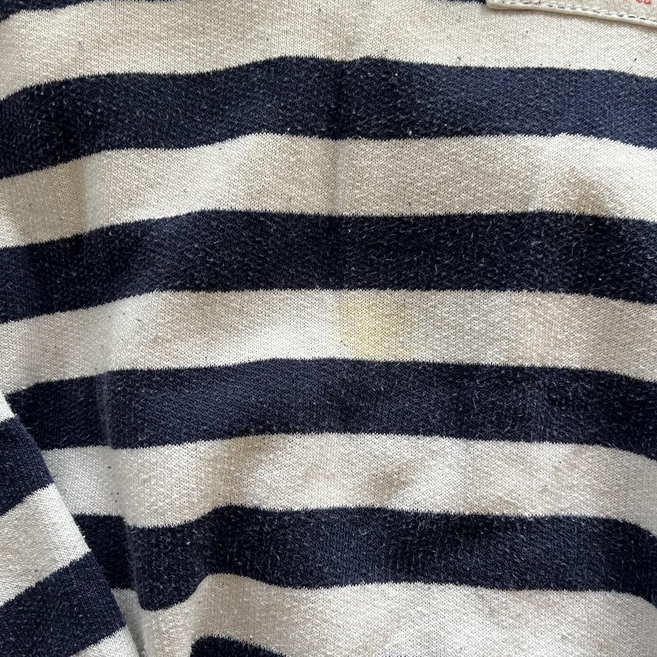 Gorgeous navy and white oversized sweater with... - Depop