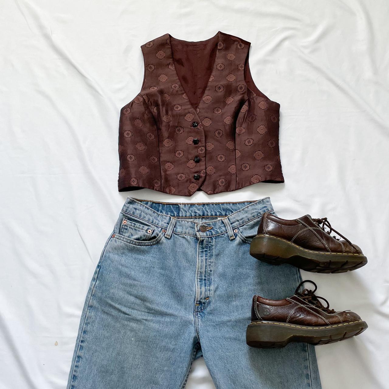 Burgundy Vest Cropped burgundy vest, with boho... - Depop