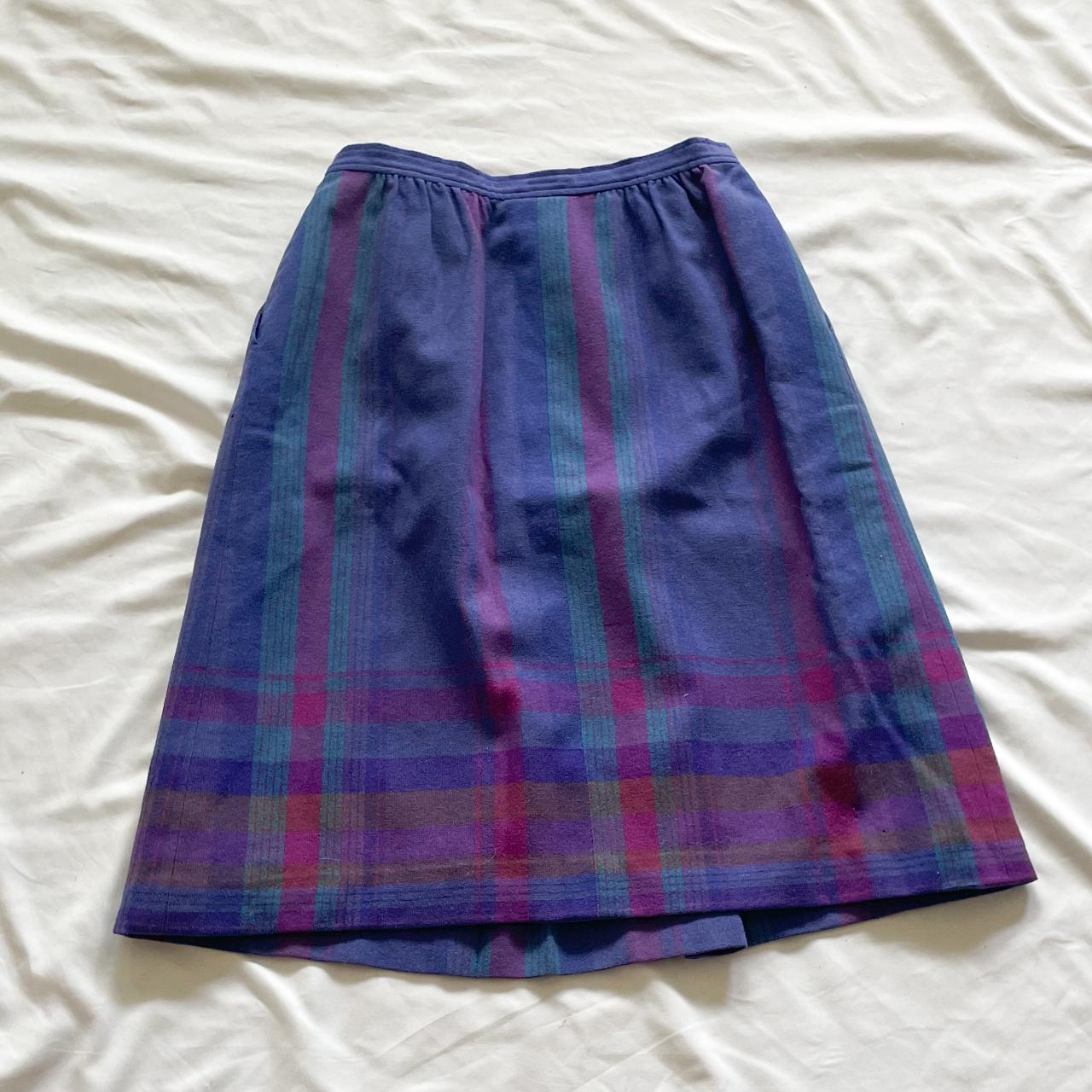 archive 70s〜80s pendleton purple long co 70s Purple Plaid Wool Midi Skirt Size 12 Vintage | Depop