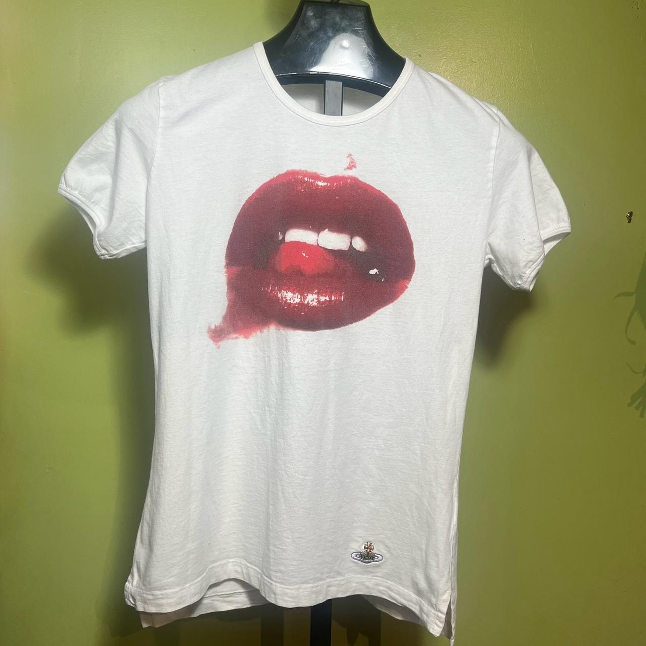 White Vivienne Westwood graphic t-shirt with red | Depop