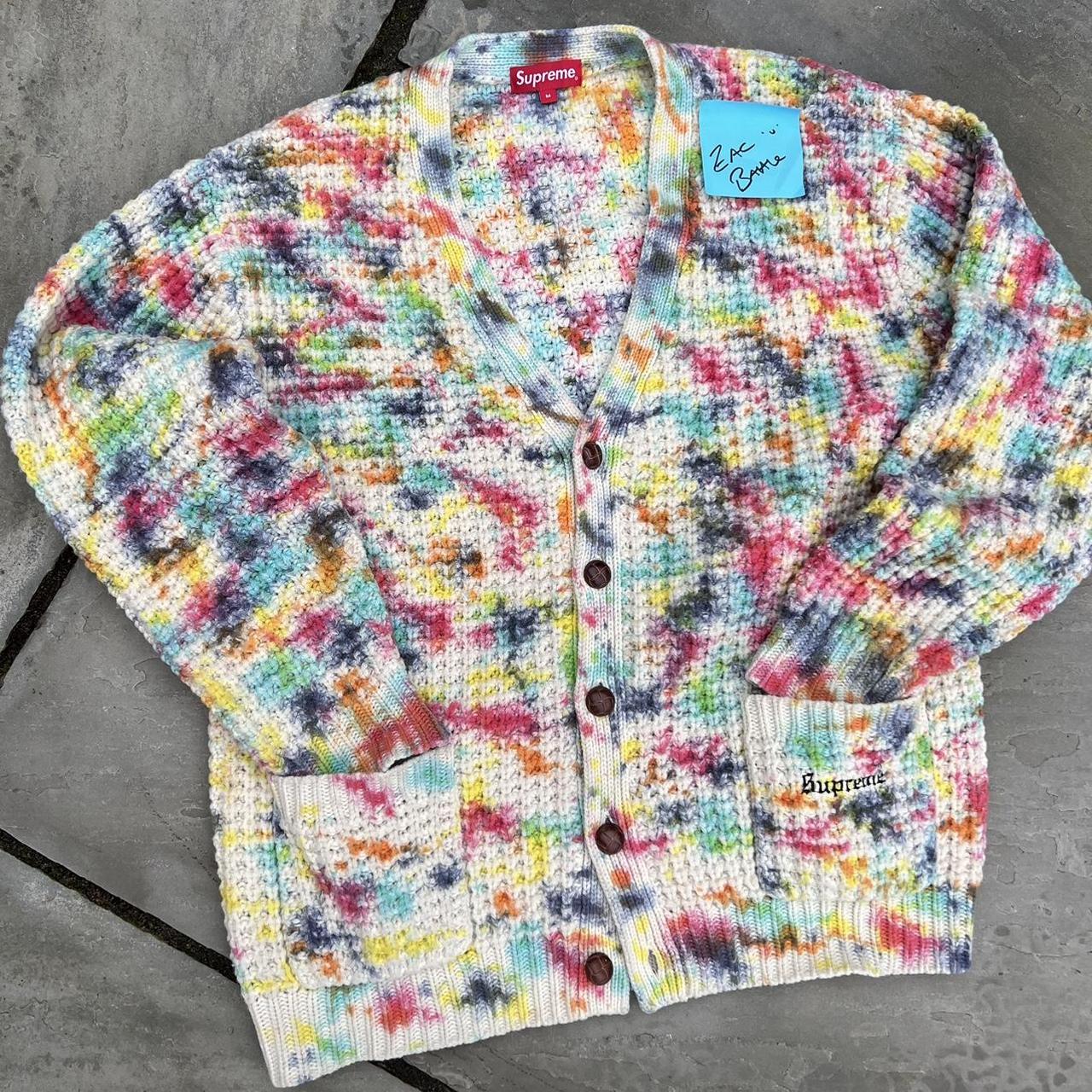 Supreme cable knit multi colour cardigan Designed... - Depop