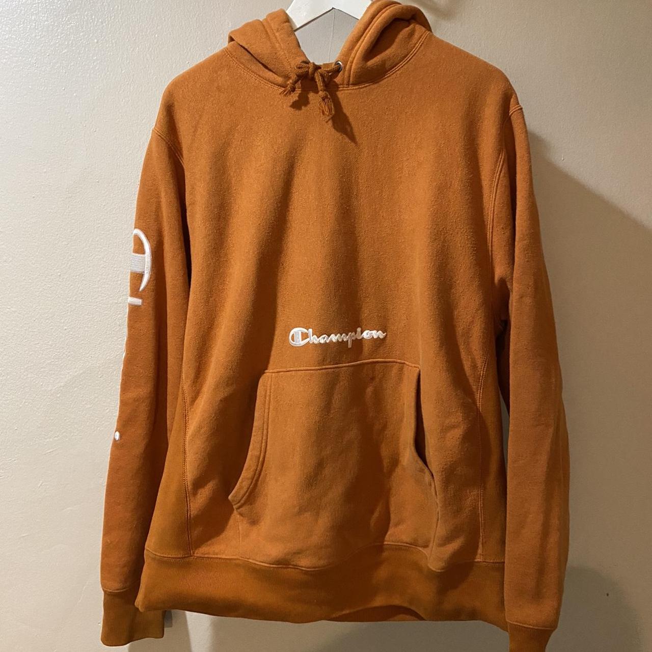 Champion hoodie size large embroidered - Depop