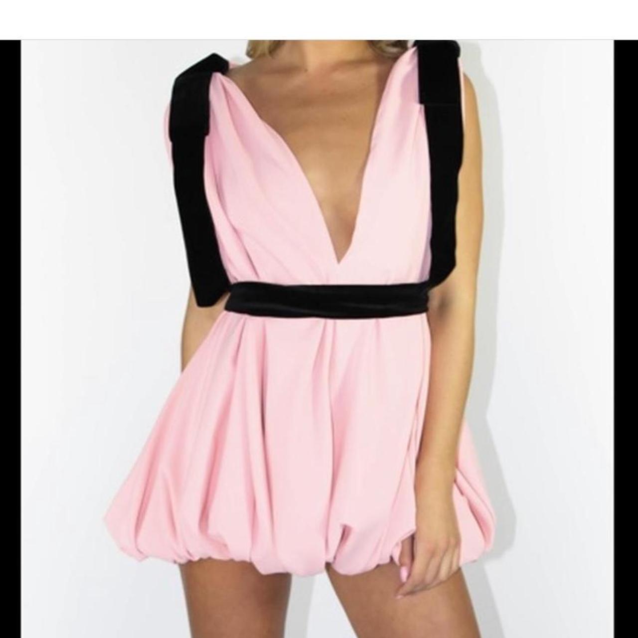 francesca's Women's Pink and Black Dress | Depop